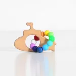 Wooden teether with silicon beads-Submarine