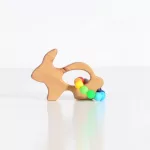 Wooden teether with silicone beads- Rabbit